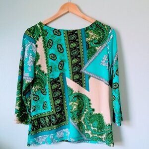 Investments Turquoise Green Semi Short Sleeve Blouse
